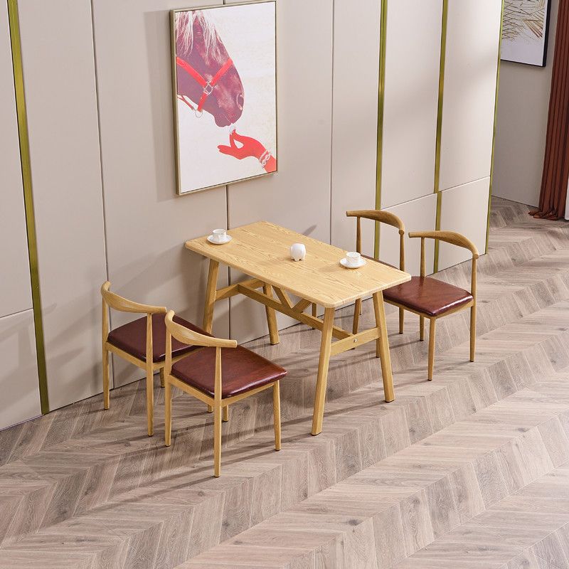 Modern Wooden Dining Room Set with Rectangle Top and Trestle Base Furniture Clearhalo 'Dining Room Sets' 'Dining Tables & Seating' 'dining_room_set' 'furn' 'furn_dining_room_set' 'Furniture' 'furniture_dining_room_set' 'Kitchen & Dining Furniture' 'kitchen&dining_furn' 'kitchen' 1200x1200_f3c29fb2-1727-4568-9e5b-afd7ceb09d38