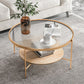 Contemporary 3 Legs Glass with Storage Shelf Round Single Coffee Table Clearhalo 'Coffee & Accent Tables' 'Coffee Tables' 'coffee_tables' 'furn' 'furn_coffee_tables' 'Furniture' 'Living Room Furniture' 1200x1200_f3c2c3e1-d35e-4aba-aba5-8b08a5947fde