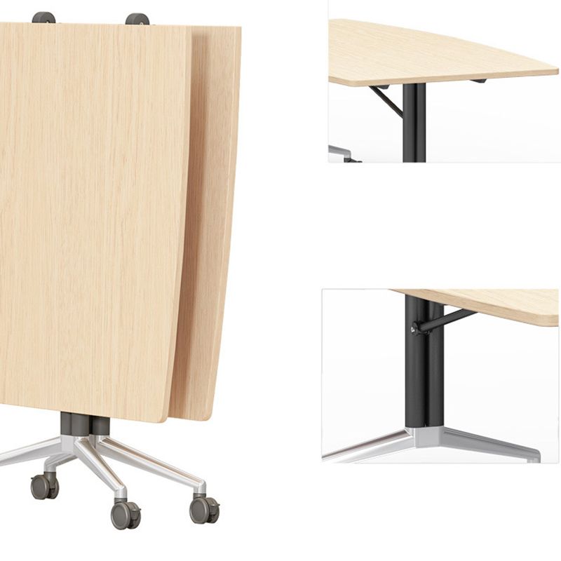 Folding Meeting Room Office Desk Steel Base Writing Desk with Caster Wheels