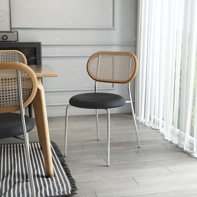 Contemporary Dining Chair Armless Chair with Metal Legs for Home