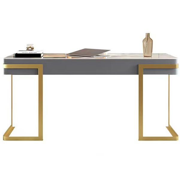 Glamstil 2-Schüchter-Büroschreibtisch Sintered Stone Top Desk mit Edelstahlbeinen