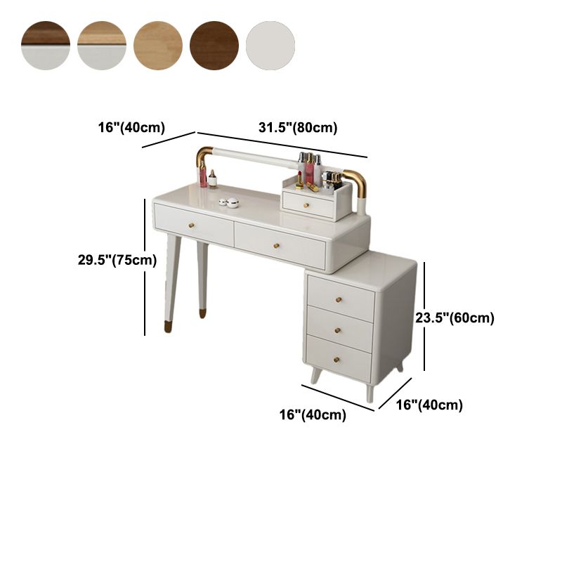 Modern Style Rubber Wood Vanity Table with 6 Drawers Dressing Table