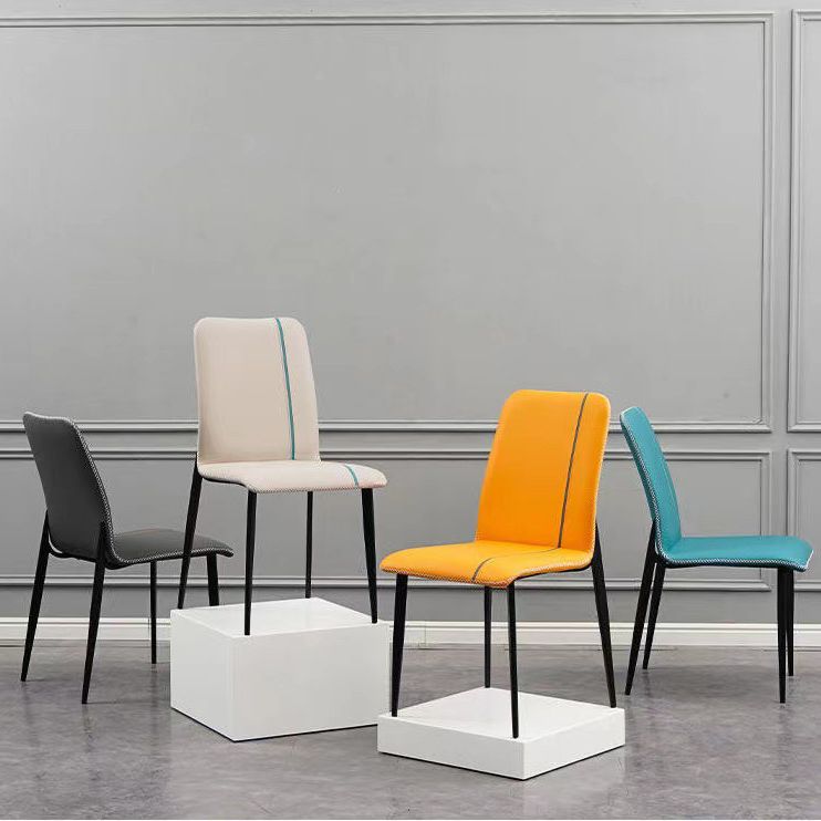 Scandinavian Metal Chairs Set Kitchen Dining Solid Back Side Chair (Set of 4) Clearhalo ' kitchen&dining_furn' 'Dining Chairs' 'Dining Tables & Seating' 'dining_chair' 'furn' 'furn_dining_chair' 'Furniture' 'furniture_dining_chair' 'Kitchen & Dining Furniture' 'kitchen' 1200x1200_f3c74262-2b60-41d5-b6a4-13745abf60c0