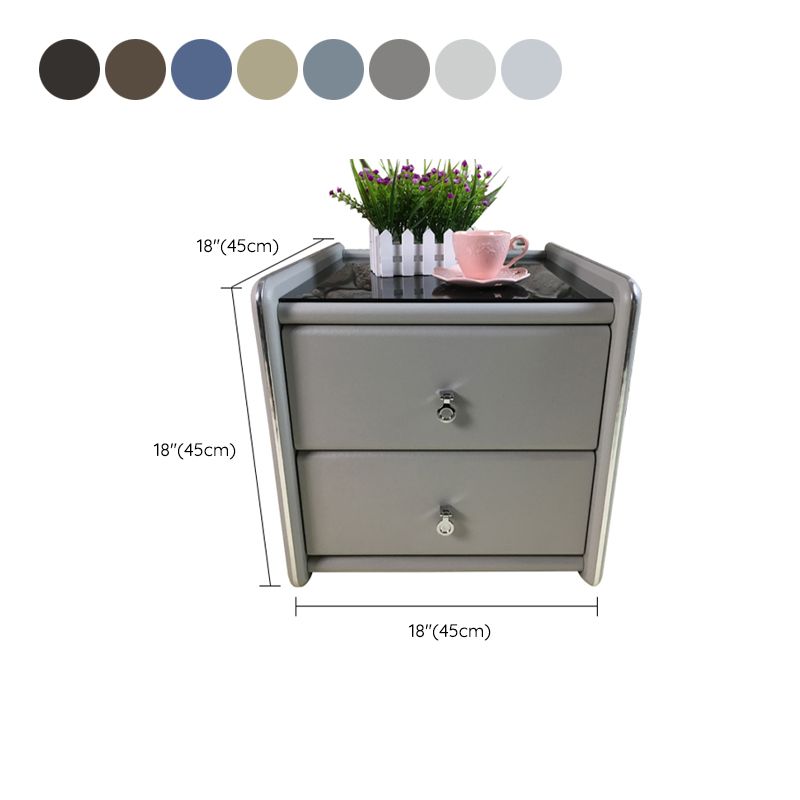 Glasbett Nachttisch zeitgenössischer Nachtschrank mit Schubladen