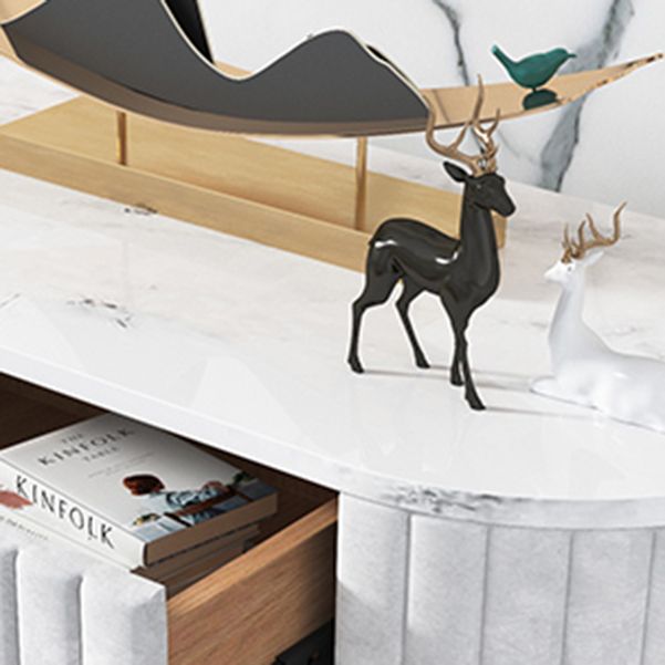 Glam Oval Console Akzenttisch Antikes Finish -Sofa -Konsolentisch in Marmor