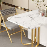 Modern Simple Dining Table Collapsible Dinner Table with Metal Base for Dining Room Clearhalo 'Dining Tables & Seating' 'Dining Tables' 'dining_table' 'furn' 'furn_dining_table' 'Furniture' 'Kitchen & Dining Furniture' 1200x1200_f3c8b7e1-0fcb-4a87-a13c-c63bf83d6ca4