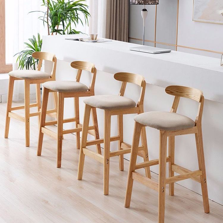 Scandinavian Rubberwood Home Stool Matte Finish Upholstered Footrest Barstool Clearhalo 'Bar Furniture' 'Bar Stools' 'bar_stools' 'furn' 'furn_bar_stools' 'Furniture' 'furniture_bar_stools' 'Kitchen & Dining Furniture' 1200x1200_f3c8de23-07b1-454e-81f6-9f56aa224fb8