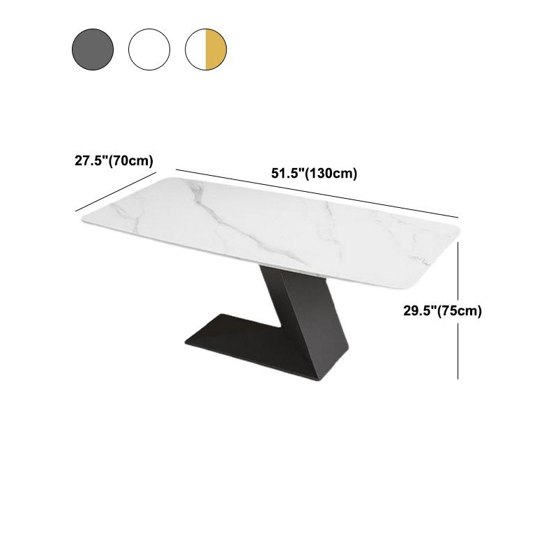 Stone Top Rectangle Dinner Table Modern Iron Pedestal Casual Dining Table Clearhalo 'Dining Tables & Seating' 'Dining Tables' 'dining_table' 'furn' 'furn_dining_table' 'Furniture' 'furniture_dining_table' 'Kitchen & Dining Furniture' 'kitchen' 'kitchen_dining_table' 1200x1200_f3c994cb-cccf-451b-80d8-3642c0685d58