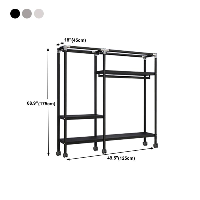 Eigentijdse stijl garderobe armoire metalen frame armoire met kledingstaaf voor thuis