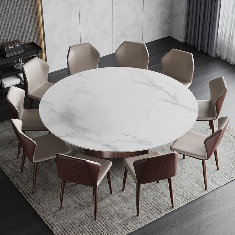 Stone Glam Round Dining Table Matte Finish Pedestal Table for Kitchen Clearhalo 'Dining Tables & Seating' 'Dining Tables' 'dining_table' 'furn' 'furn_dining_table' 'Furniture' 'furniture_dining_table' 'Kitchen & Dining Furniture' 'kitchen' 'kitchen_dining_table' 1200x1200_f3cbbfe7-0e25-47cf-b8dd-12f29a2e3b63