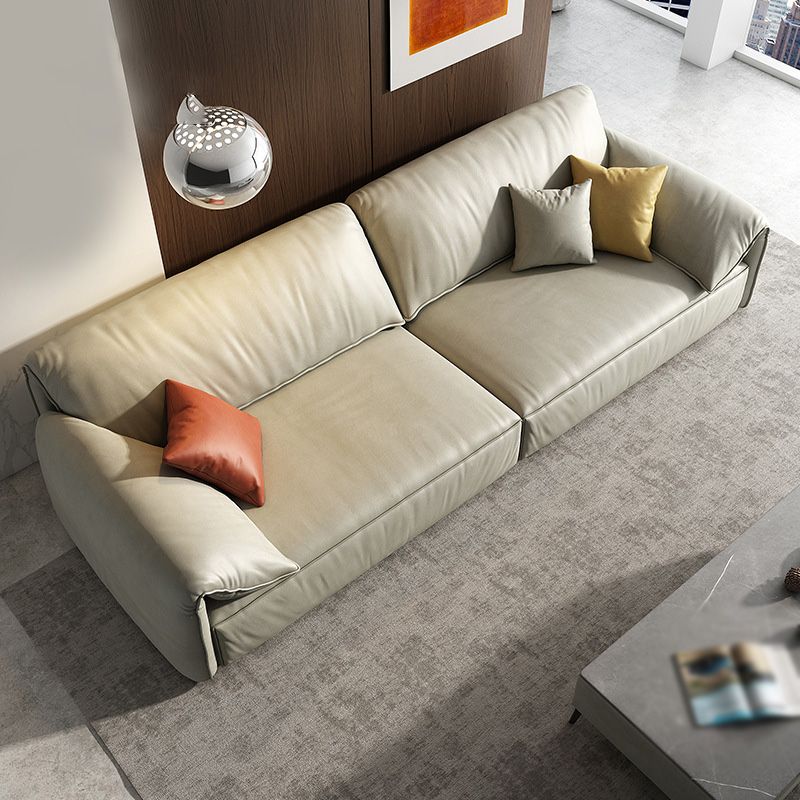 Modern Style with Pillow Armrest and Cushioned Seat Down/cotton Padded White Sofa Clearhalo 'furn' 'furn_sofas' 'Furniture' 'furniture_sofas' 'kitchen' 'kitchen_sofas' 'Living Room Furniture' 'Sofa' 'sofas' 1200x1200_f3cc64e6-554d-41d3-b3ee-34c62848a585