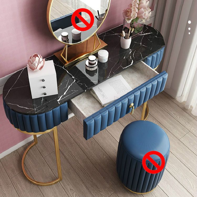 Glam Slate Top Make -up Waschtisch Set Blau 1 Schubladen Eitelkeitsveredelungstisch