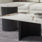 Irregular Slate Top Coffee Table with 2 Legs Modern 2-Piece Cocktail Table Set