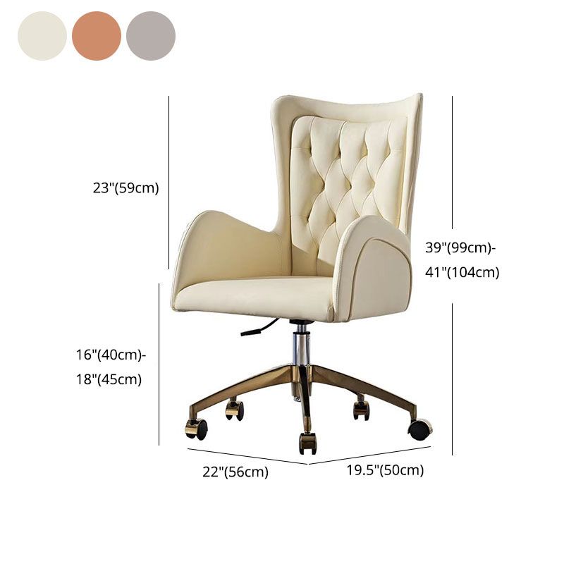 Mid Back Office Chair Rotatable Leather Desk Chair with Steel Base Clearhalo 'furn' 'furn_office_chair' 'Furniture' 'Office Chairs' 'Office Furniture' 'office_chair' 1200x1200_f3cd9bde-1949-43df-a944-3d905898366e