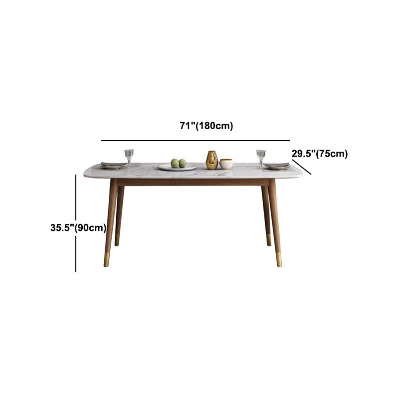 Stone Top Dining Table Mid-Century Modern Table with 4 Wood Legs Clearhalo 'Dining Tables & Seating' 'Dining Tables' 'dining_table' 'furn' 'furn_dining_table' 'Furniture' 'Kitchen & Dining Furniture' 1200x1200_f3ceb148-5a52-4396-8b12-c1be544ec516