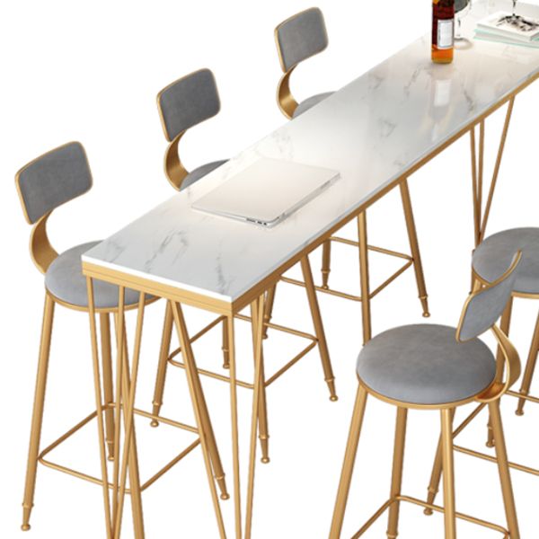 Indoor Rectangle Cocktail Bar Table White Marble and Metal Bistro Bar Table Clearhalo 'Bar Furniture' 'Bar Tables' 'bar_tables' 'furn' 'furn_bar_tables' 'Furniture' 'Kitchen & Dining Furniture' 1200x1200_f3d0c787-8d80-438e-b10a-f245c9eb5db7