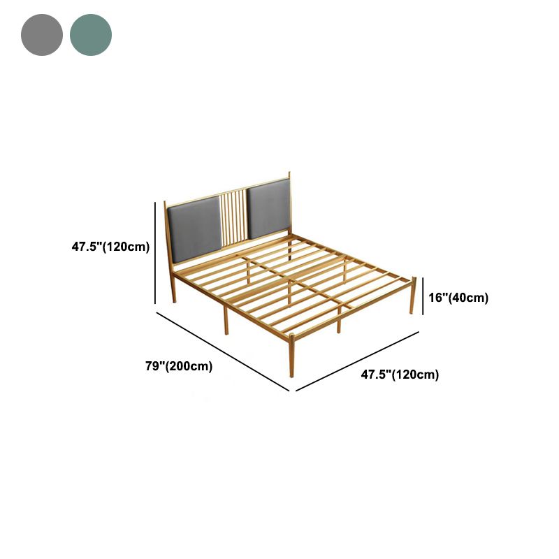 Iron Frame Standard Bed with Rectangular Faux Leather Headboard Clearhalo 'Bedroom Furniture' 'Beds' 'furn' 'furn_beds' 'Furniture' 1200x1200_f3d61e6f-e938-4cf6-a13c-00db9d8dfdcf