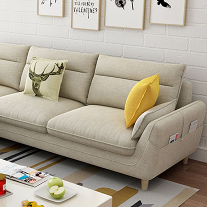 Slipcovered Fabric Sofa and Chaise 3/4-seater Pillow Top Arm Settee Furniture Clearhalo 'furn' 'furn_sectionals' 'Furniture' 'furniture_sectionals' 'kitchen' 'kitchen_sectionals' 'Living Room Furniture' 'Sectionals' 1200x1200_f3d81bc7-0607-4c63-83ab-dc64bef829e7