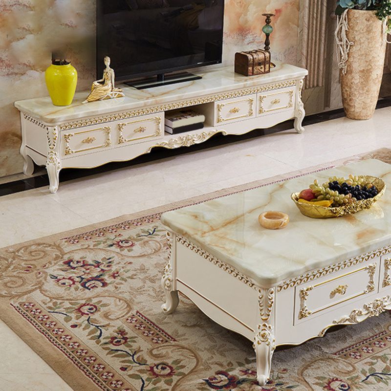 Glam TV Media Console Open Storage TV Console with 4 Drawers Clearhalo 'furn' 'furn_tv_stands_entertainment_centers' 'Furniture' 'Living Room Furniture' 'TV Stands & Entertainment Centers' 'TV Stands & Media Storage Furniture' 'tv_stands_entertainment_centers' 1200x1200_f3d9297f-fa12-40ce-b187-9c77ae6d0e97