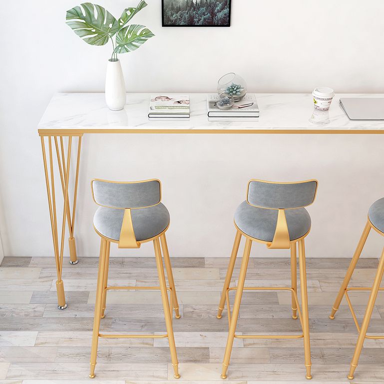 Indoor Rectangle Cocktail Bar Table White Marble and Metal Bistro Bar Table Clearhalo 'Bar Furniture' 'Bar Tables' 'bar_tables' 'furn' 'furn_bar_tables' 'Furniture' 'Kitchen & Dining Furniture' 1200x1200_f3d99ea5-27e1-40c2-bb1f-63c320d7a960