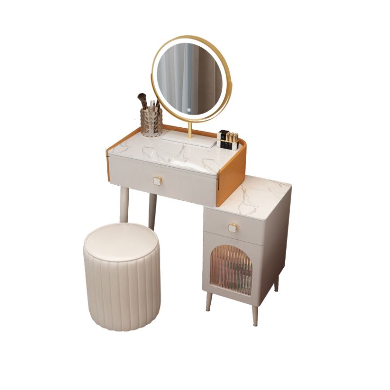 Solid Wood Makeup Vanity Desk Lighted Mirror Makeup Vanity Set with Drawer