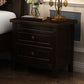 Traditional Nightstand Rubber Wood Night Table 2-drawers for Living Room