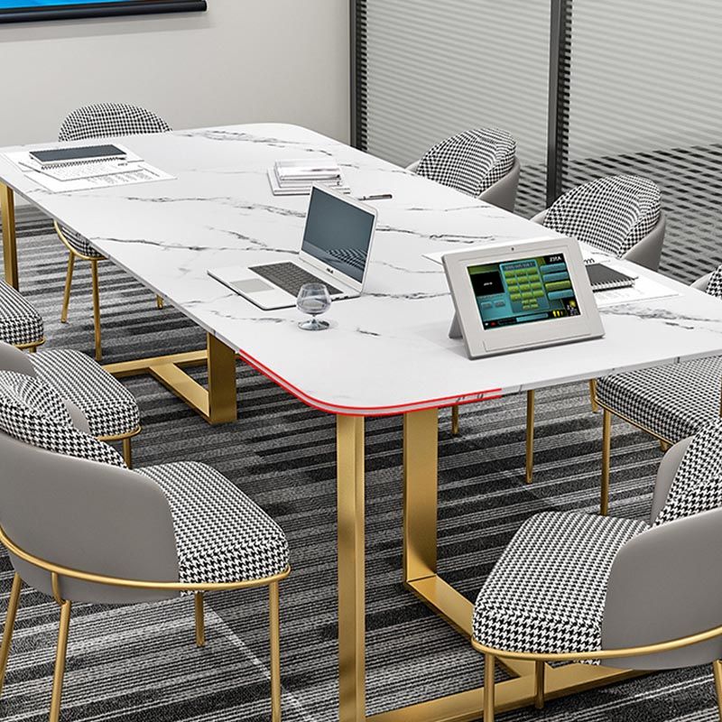 Scrivatta rettangolare della scrivania per ufficio in pietra industriale con base metallica