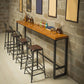 Contemporary Bar Table Rectangle Solid Wood Pub Table for Breakroom