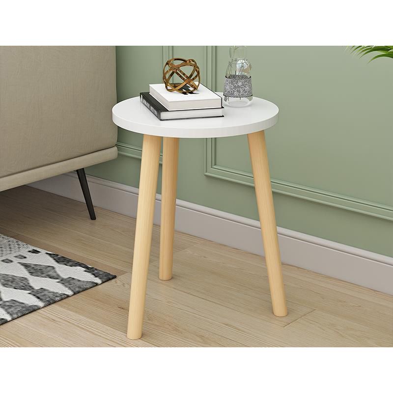 Modern White/yellow/black/pink Round End Table Wooden Tripod Sofa Side Table