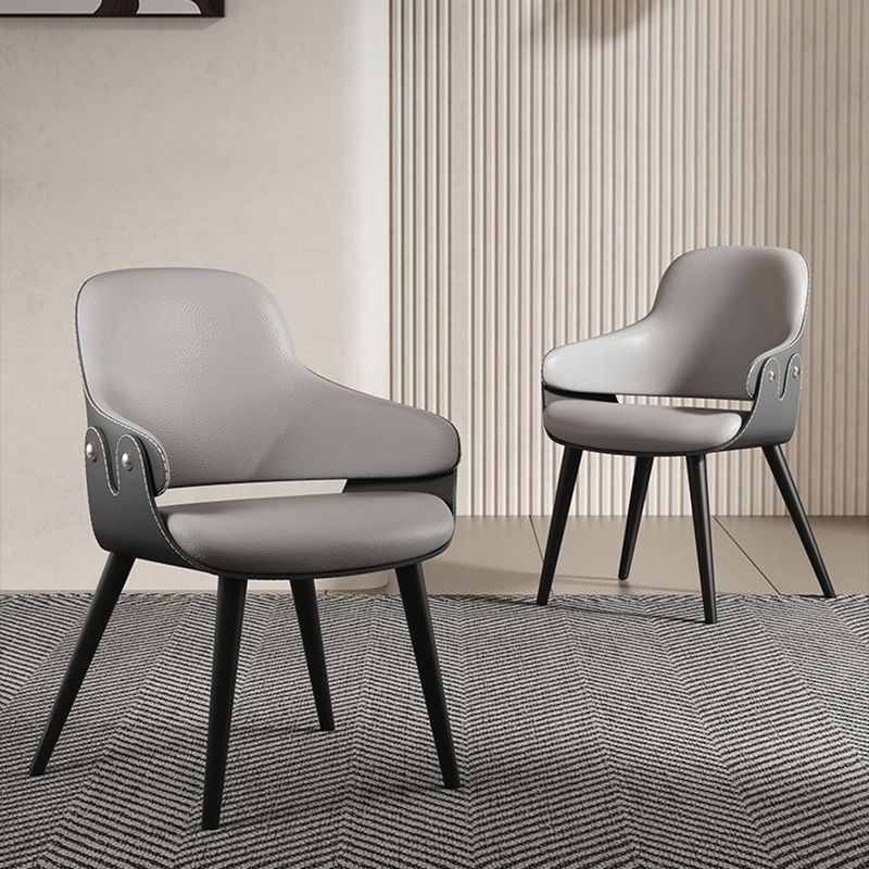 Leather Dining Chairs Metal Leg Arm Dining Room Chairs for Restaurant Use