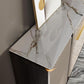 Glam Credenza Stone Adjustable Shelving Buffet Credenza with Cabinets and Drawers