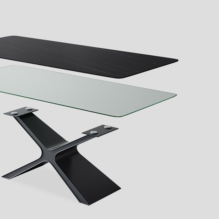 Minimalist Sintered Stone Dining Room Set Standard Height with Black Base Dining Set Clearhalo 'Dining Room Sets' 'Dining Tables & Seating' 'dining_room_set' 'furn' 'furn_dining_room_set' 'Furniture' 'furniture_dining_room_set' 'Kitchen & Dining Furniture' 'kitchen&dining_furn' 'kitchen' 1200x1200_f3e3430f-15d7-41de-aac7-c75237ce6338