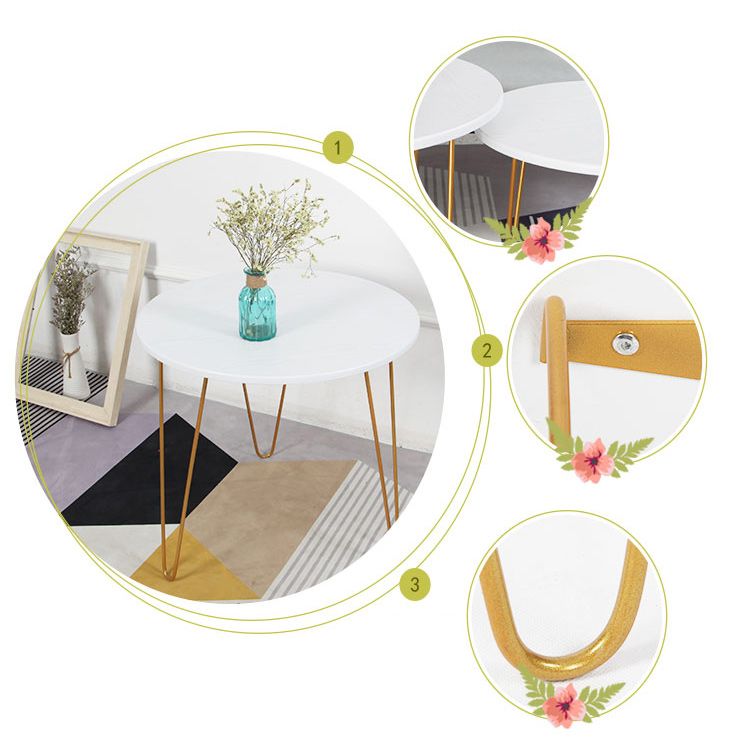 Contemporary 3 Legs Metal End Table Round Side End Table for Living Room