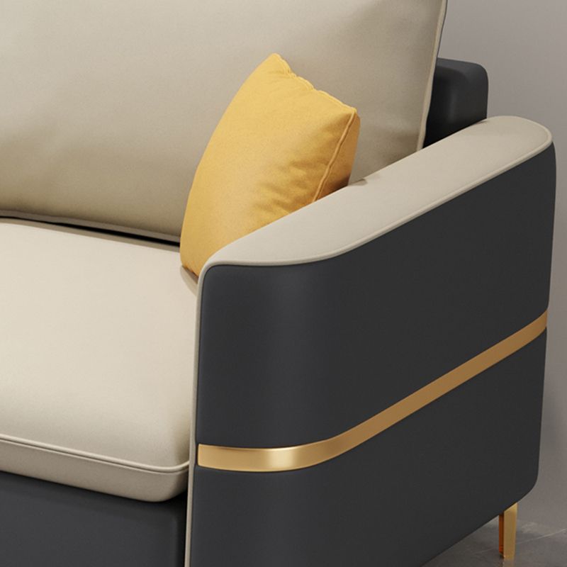 106.3 "W X 62.3" D X 35.4 "divano a braccio quadrato H, divano posteriore in pelle in finto sciolto