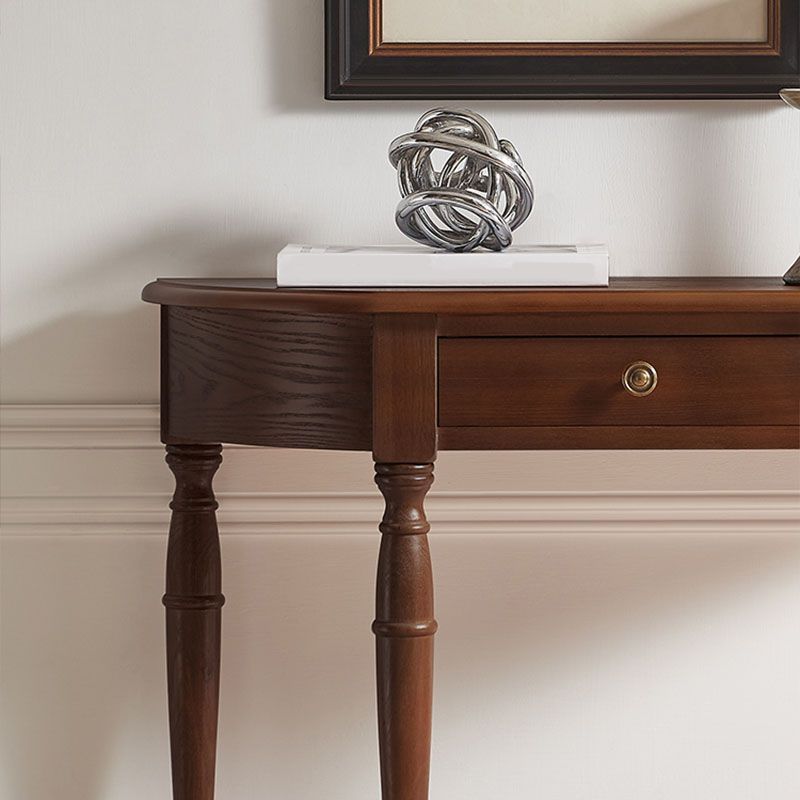 ゴム製ウッドコンソール表12 "wホールのためのミッドセンチュリーモダンハーフムーンアクセントテーブル