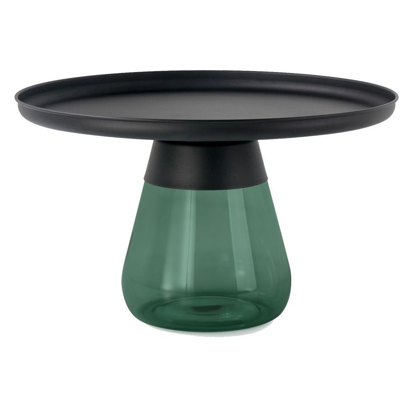 Round Metal Tray Top Coffee Table Glass Pedestal Cocktail Table Clearhalo 'Coffee & Accent Tables' 'Coffee Tables' 'coffee_tables' 'furn' 'furn_coffee_tables' 'Furniture' 'Living Room Furniture' 1200x1200_f3e6bed6-692e-48e0-9d12-e2b9a637a135