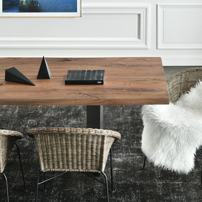 Rectangle Dining Room Table Luxury Solid Wood Double Pedestal Kitchen Table