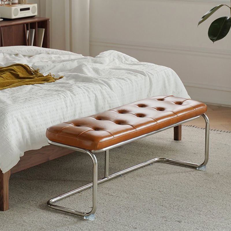 Industrial Rectangle Tufted Bench Faux Leather Bench for Living Room Clearhalo 'Benches' 'Chairs & Seating' 'furn' 'furn_benches' 'Furniture' 'Living Room Furniture' 1200x1200_f3e9f117-8b12-46b5-bf07-975e9958cd9a