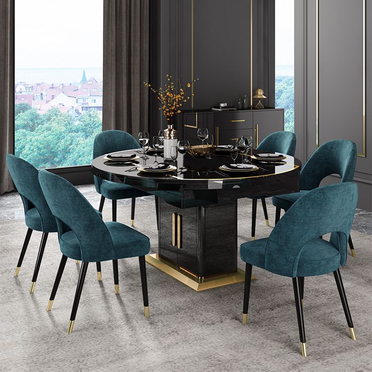 Modern Round Tempered Glass Desktop Collapsible Dining Table for Dining Room Clearhalo 'Dining Tables & Seating' 'Dining Tables' 'dining_table' 'furn' 'furn_dining_table' 'Furniture' 'Kitchen & Dining Furniture' 1200x1200_f3e9f4d8-9caa-4af1-9acc-e2af4cded2e6