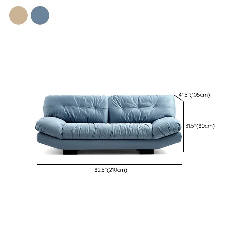 Contemporary Faux Leather Seating Biscuit Back Sofa for Apartment