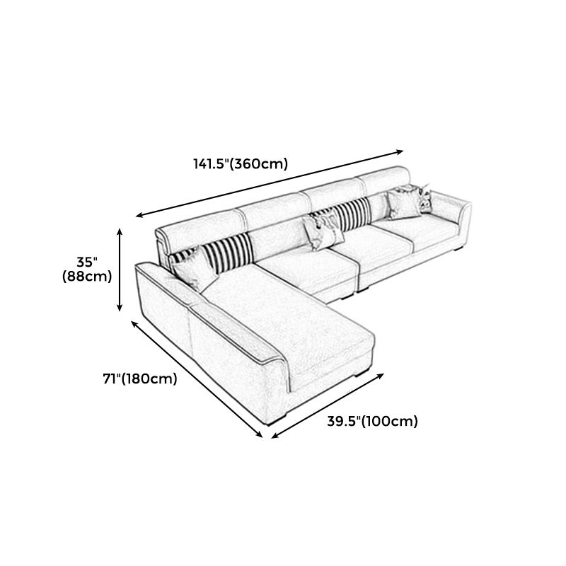 34.6"H Modern Linen/Faux Leather Square Arm Sofa& Chaise Lounge for Living Room Clearhalo 'furn' 'furn_sectionals' 'Furniture' 'furniture_sectionals' 'kitchen' 'kitchen_sectionals' 'Living Room Furniture' 'Sectionals' 1200x1200_f3ea9b7e-99be-4981-b25c-44308cf8ed4b