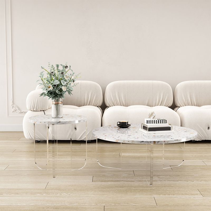 Round Terrazzo Coffee Cocktail Table Set with Acrylic/Ash Legs Clearhalo 'Coffee & Accent Tables' 'Coffee Tables' 'coffee_tables' 'furn' 'furn_coffee_tables' 'Furniture' 'Living Room Furniture' 1200x1200_f3eace22-342f-41db-81da-6a7dbbd2d491