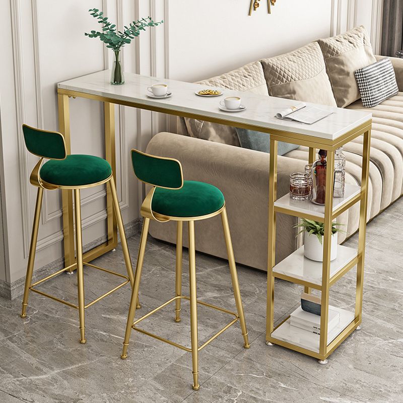 Glam Style Bar Table 42-inch Height Artificial Marble Top Bistro Table Clearhalo 'Bar Furniture' 'Bar Tables' 'bar_tables' 'furn' 'furn_bar_tables' 'Furniture' 'furniture_bar_tables' 'Kitchen & Dining Furniture' 1200x1200_f3ee9508-ebad-4c56-9b9e-9774c6300bf4