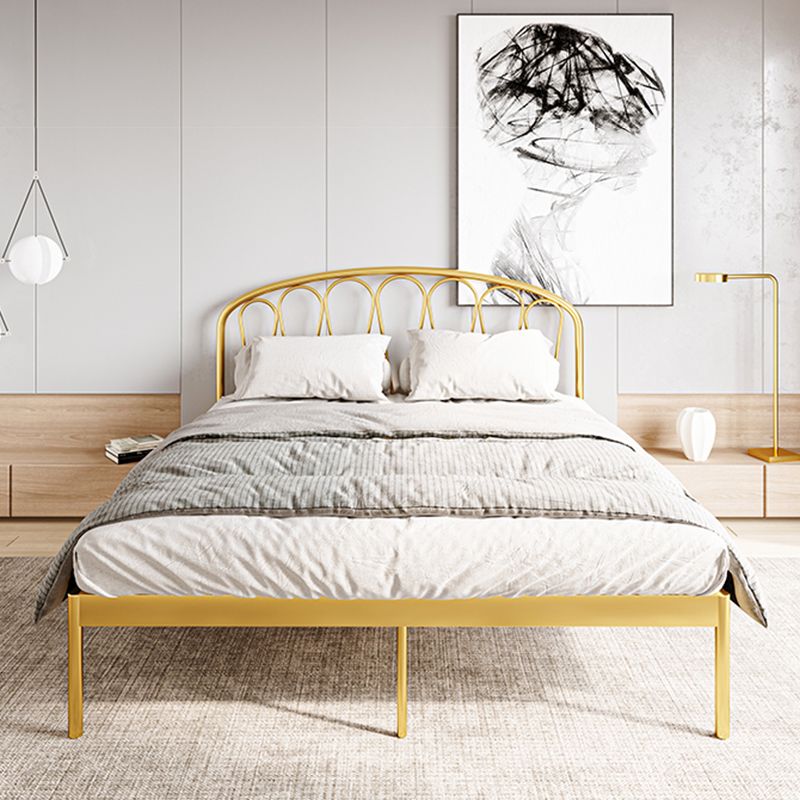 Glam Open-Frame Bed with Arched Headboard, 48" Tall Metal Bed Clearhalo 'Bedroom Furniture' 'Beds' 'furn' 'furn_beds' 'Furniture' 1200x1200_f3ef6b4a-d2c7-4bd0-8464-dc428c7d422a