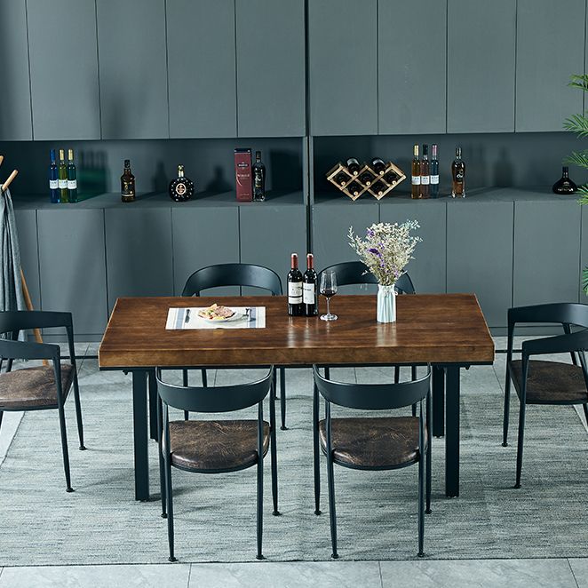 Traditional Style Solid Wood Dining Set with Walnut Table and 4 Black Legs Base Clearhalo 'Dining Room Sets' 'Dining Tables & Seating' 'dining_room_set' 'furn' 'furn_dining_room_set' 'Furniture' 'furniture_dining_room_set' 'Kitchen & Dining Furniture' 'kitchen&dining_furn' 'kitchen' 1200x1200_f3f542de-ad18-45f5-bbeb-0fb96ffd6d36