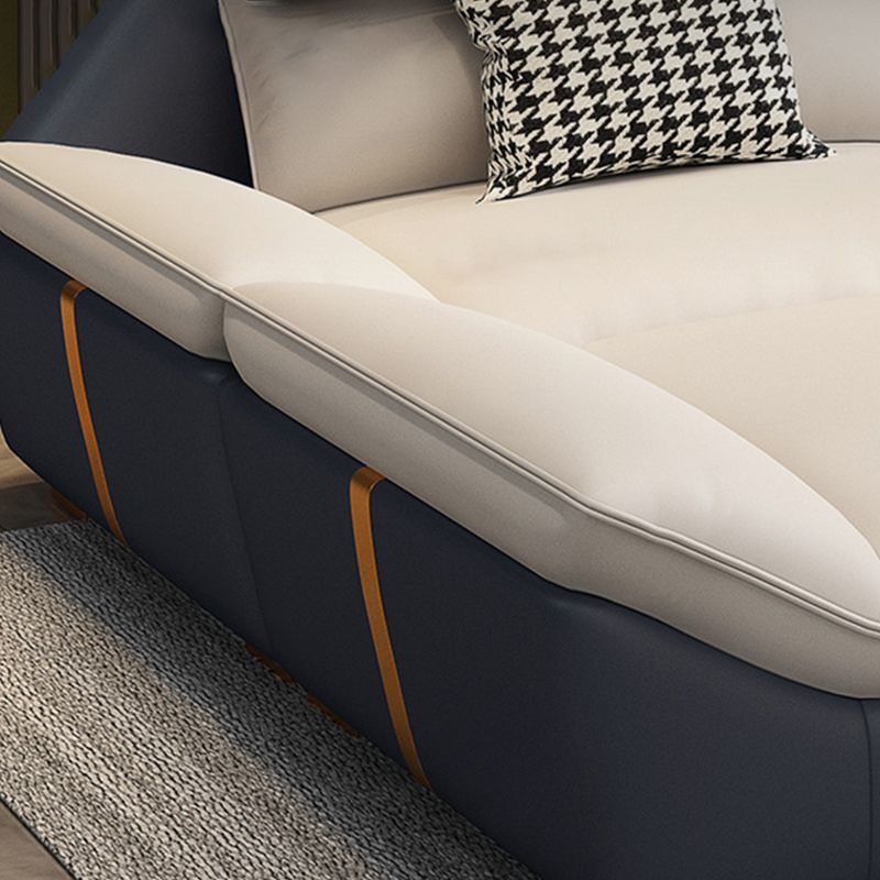 Faux Leather Contemporary Beige Sofa/Sectional for Living Room Clearhalo 'furn' 'furn_sectionals' 'Furniture' 'furniture_sectionals' 'kitchen' 'kitchen_sectionals' 'Living Room Furniture' 'Sectionals' 1200x1200_f3f554ec-7040-4129-a149-5de6cc808443