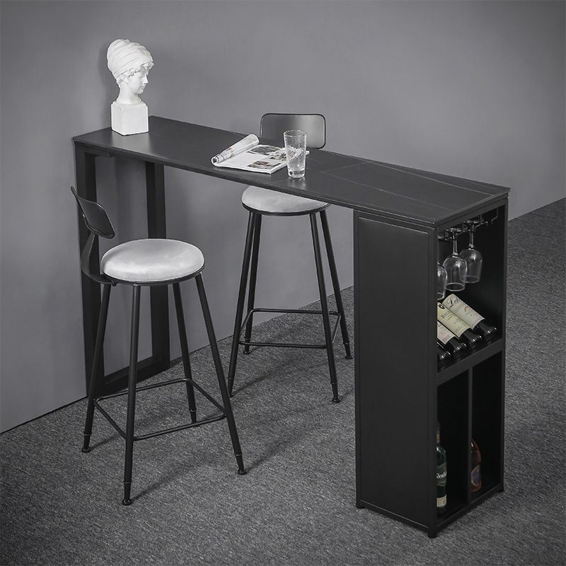 Marble Table with Rectangle Table Top Black Double Pedestal Table- 41.3" H Clearhalo 'Bar Furniture' 'Bar Tables' 'bar_tables' 'furn' 'furn_bar_tables' 'Furniture' 'furniture_bar_tables' 'Kitchen & Dining Furniture' 'kitchen&dining_furn' 'kitchen' 1200x1200_f3f59b43-8d8e-4acf-a71d-1e296fbe30ff