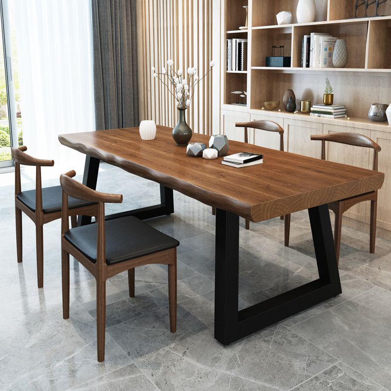 Pine Wood Top Dining Table Industrial Rectangle Table with Sled Base Clearhalo 'Dining Tables & Seating' 'Dining Tables' 'dining_table' 'furn' 'furn_dining_table' 'Furniture' 'Kitchen & Dining Furniture' 1200x1200_f3f84e4f-58a3-4cdd-82a9-a33fc5a79767