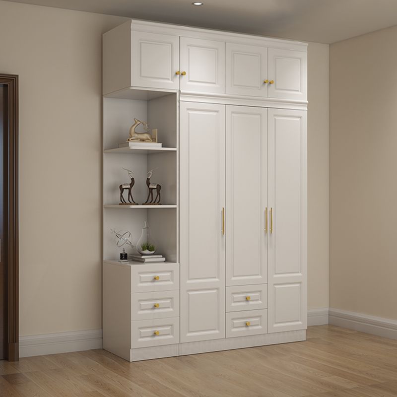 Hinged White Wardrobe Armoire Engineered Wood Wardrobe Closet Clearhalo 'Armoires & Wardrobes' 'armoires_wardrobes' 'Bedroom Furniture' 'furn' 'furn_armoires_wardrobes' 'Furniture' 1200x1200_f3fa2619-9347-400e-a184-366420137477