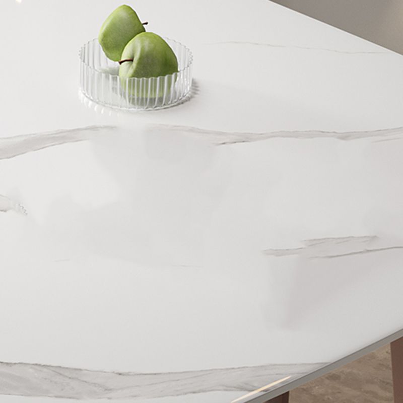 Table rectangulaire moderne de table à manger en pierre frittée avec 4 pieds pour la maison